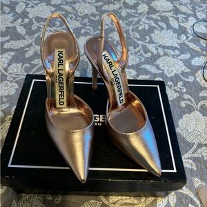 Karl Lagerfeld Paris rose gold heels